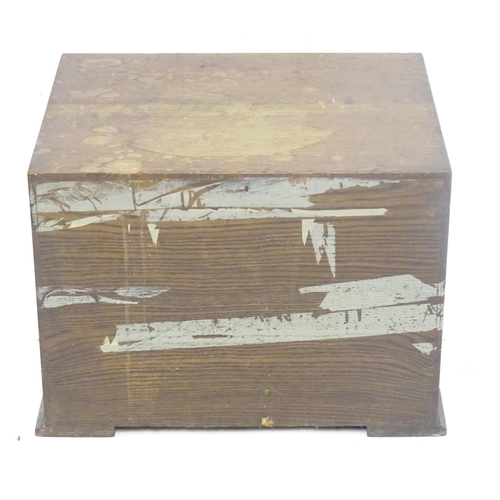 1111 - A Walker & Hall, Sheffield oak cutlery/ flatware box / canteen with four drawers and campaign style ... 