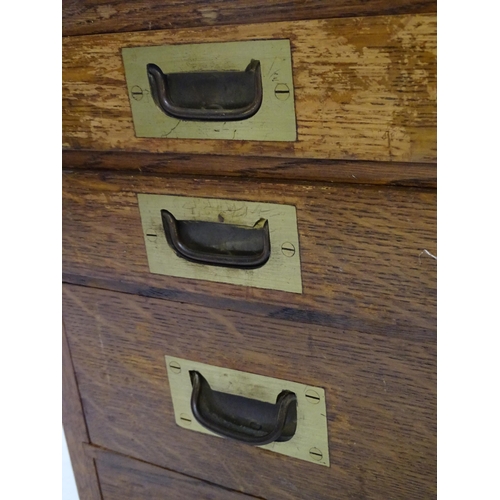 1111 - A Walker & Hall, Sheffield oak cutlery/ flatware box / canteen with four drawers and campaign style ... 