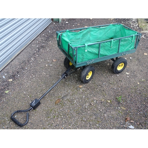 1119 - A garden barrow with four wheels, steering handle and collapsible sides. Approx. 41 1/2