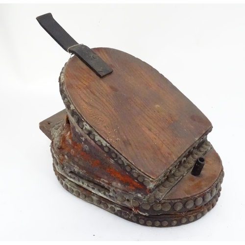 38 - Victorian oak and leather bellows