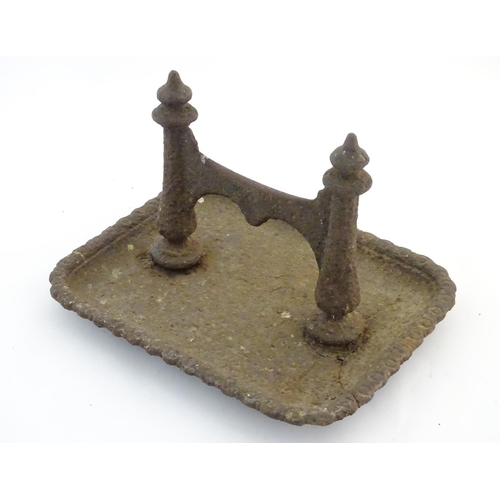 1361 - A 19thC cast iron boot scraper and tray, 13 3/4