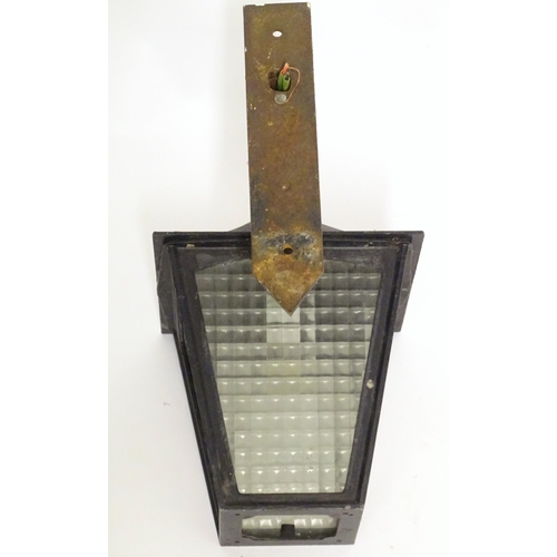 1369 - Garden & Architectural, Salvage: a 20thC exterior lantern / light, with blacked finish and glazed pa... 