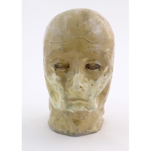 71 - An artist's sculpture / glazed ceramic model of a human head. Approx. 8 1/4