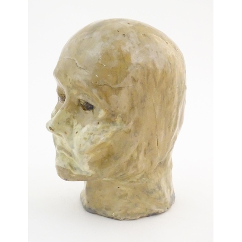 71 - An artist's sculpture / glazed ceramic model of a human head. Approx. 8 1/4