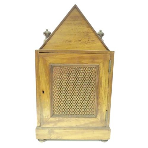 1398 - A Victorian Gothic revival mantle clock the architectural formed case with twin columns, trefoil det... 