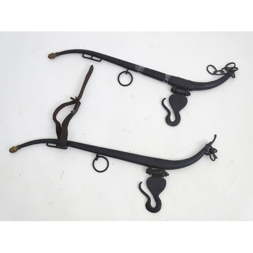 1356 - A pair of heavy horse harness hames, each approximately 30 3/4