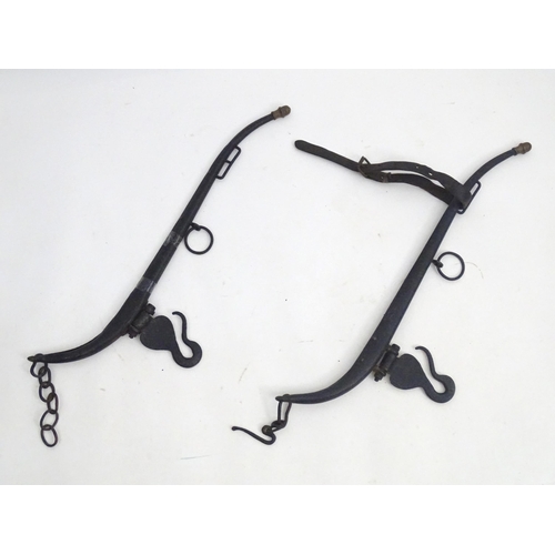 1356 - A pair of heavy horse harness hames, each approximately 30 3/4