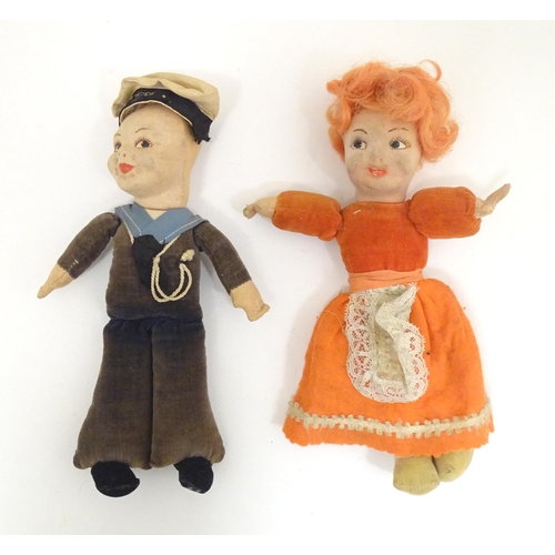 1301 - Toys: two Norah Wellings fabric dolls, one formed as a 'Jolly Boy' sailor of S.S. Orcades, each with... 