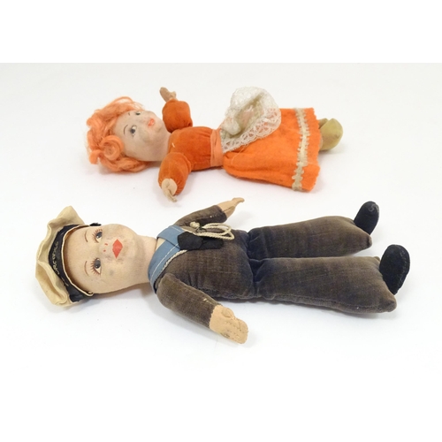 1301 - Toys: two Norah Wellings fabric dolls, one formed as a 'Jolly Boy' sailor of S.S. Orcades, each with... 