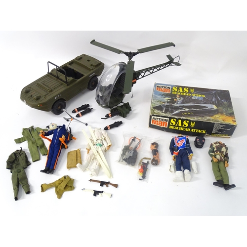 1320 - Toys: a quantity of Action Man toy soldier figures and vehicles, comprising Palitoy US Army helicopt... 