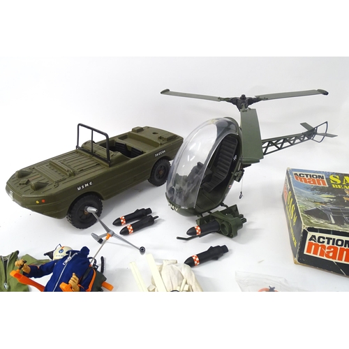 1320 - Toys: a quantity of Action Man toy soldier figures and vehicles, comprising Palitoy US Army helicopt... 