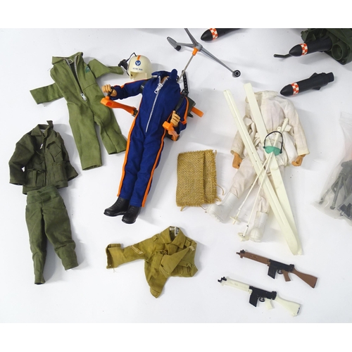 1320 - Toys: a quantity of Action Man toy soldier figures and vehicles, comprising Palitoy US Army helicopt... 