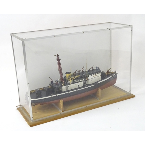 1326 - A hand built 1:48 scale ship model of the 1938 New York Harbour Fireboat 'Firefighter', with proport... 