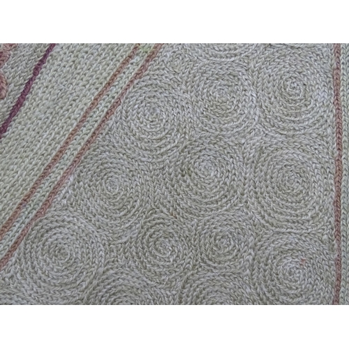 1392 - Carpets / Rugs :  Two Kashmiri rugs, one cream ground with beige, grey, green and pale pink floral a... 