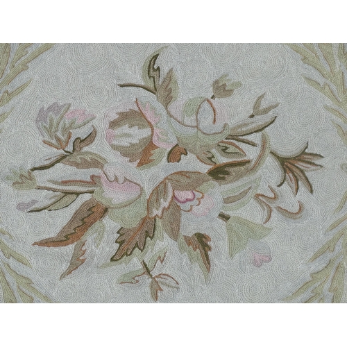 1392 - Carpets / Rugs :  Two Kashmiri rugs, one cream ground with beige, grey, green and pale pink floral a... 