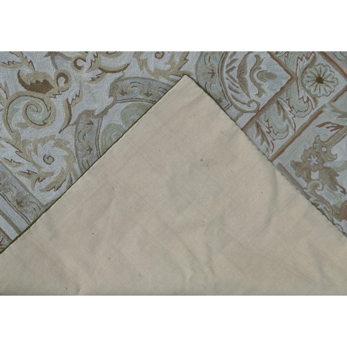 1392 - Carpets / Rugs :  Two Kashmiri rugs, one cream ground with beige, grey, green and pale pink floral a... 