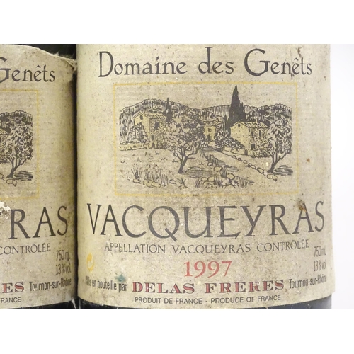 2151 - 5 bottles of Delas Freres Vacqueyras Domaines de Genets 1997 red wine, each 750ml (5)