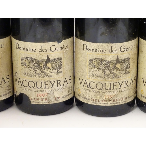 2151 - 5 bottles of Delas Freres Vacqueyras Domaines de Genets 1997 red wine, each 750ml (5)