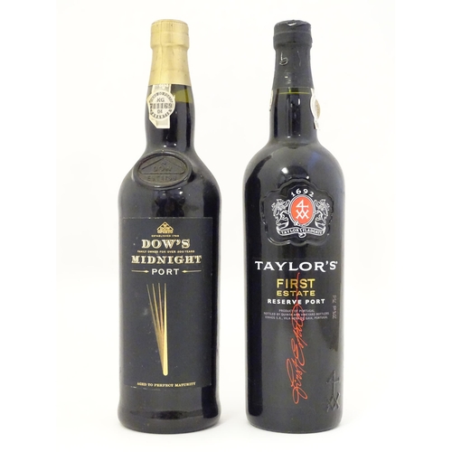 2158 - A 75cl bottle of Dow's Midnight port, together with a 75cl bottle of Taylors First Estate reserve po... 