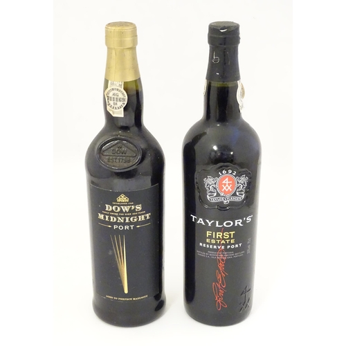 2158 - A 75cl bottle of Dow's Midnight port, together with a 75cl bottle of Taylors First Estate reserve po... 