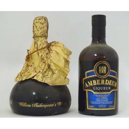 2159 - A 50cl bottle of Amberdeur whisky liqueur, together with a 50cl bottle of William Shakespeare's oran... 