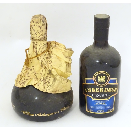 2159 - A 50cl bottle of Amberdeur whisky liqueur, together with a 50cl bottle of William Shakespeare's oran... 