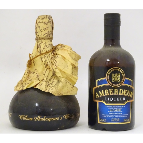 2159 - A 50cl bottle of Amberdeur whisky liqueur, together with a 50cl bottle of William Shakespeare's oran... 