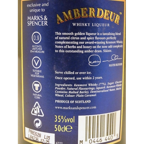 2159 - A 50cl bottle of Amberdeur whisky liqueur, together with a 50cl bottle of William Shakespeare's oran... 