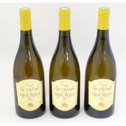 2160 - Three bottles of Cuvee La Solitude Saint Veran 2001 white wine, each 750ml (3)