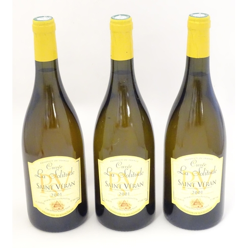 2160 - Three bottles of Cuvee La Solitude Saint Veran 2001 white wine, each 750ml (3)