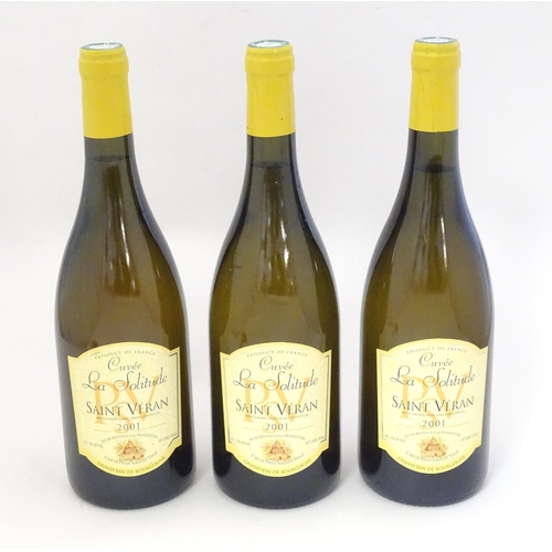 2160 - Three bottles of Cuvee La Solitude Saint Veran 2001 white wine, each 750ml (3)