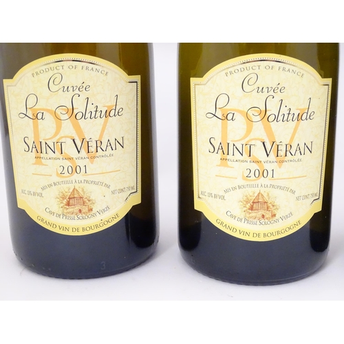 2160 - Three bottles of Cuvee La Solitude Saint Veran 2001 white wine, each 750ml (3)