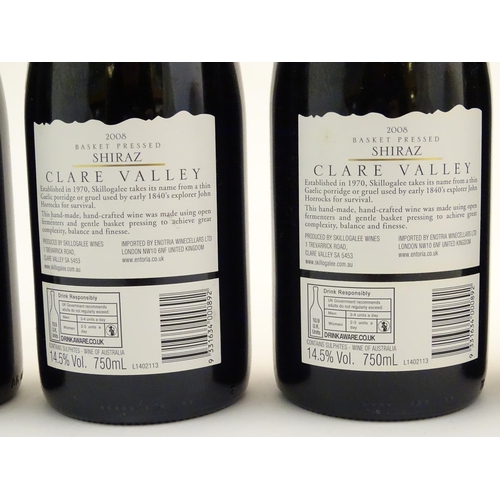 2165 - Five bottles of Skillogalee 2008 basket pressed Clare Valley shiraz 2008 red wine, each 750ml, toget... 