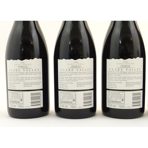 2165 - Five bottles of Skillogalee 2008 basket pressed Clare Valley shiraz 2008 red wine, each 750ml, toget... 