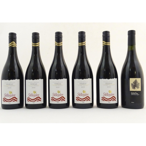 2165 - Five bottles of Skillogalee 2008 basket pressed Clare Valley shiraz 2008 red wine, each 750ml, toget... 