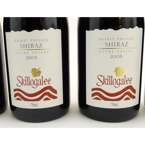 2165 - Five bottles of Skillogalee 2008 basket pressed Clare Valley shiraz 2008 red wine, each 750ml, toget... 