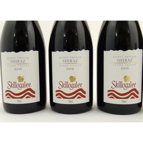 2165 - Five bottles of Skillogalee 2008 basket pressed Clare Valley shiraz 2008 red wine, each 750ml, toget... 