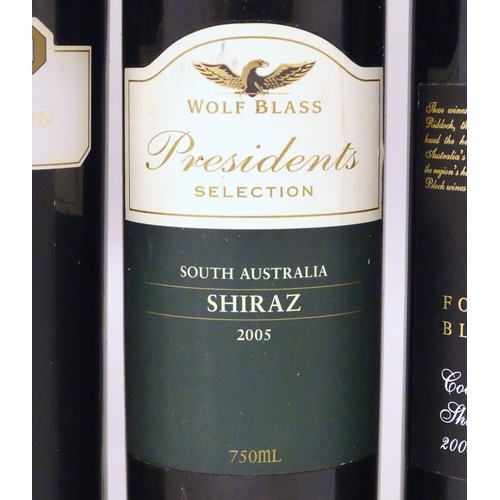 2168 - Six bottles of red wine, to include a Wolf Blass President's Selection 2005 Shiraz 75cl and a Rockba... 