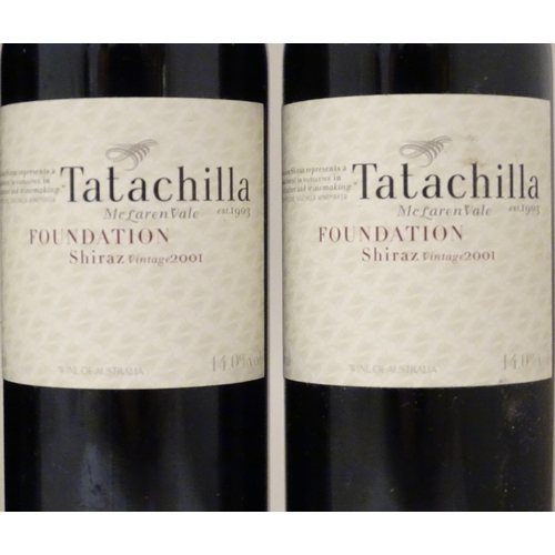 2172 - Six bottles of red wine, including three Tatachilla McLaren Vale 'Foundation' shiraz vintage 2001 75... 