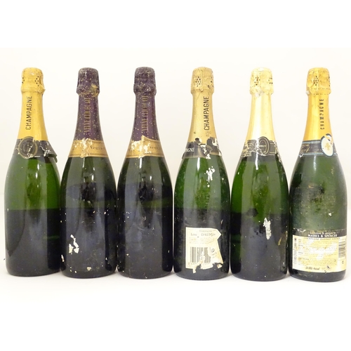 2176 - Six bottles of Champagne, including two Veuve Cliquot Ponsardin 1982 75cl, Maison Christophe and Lou... 