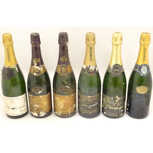 2176 - Six bottles of Champagne, including two Veuve Cliquot Ponsardin 1982 75cl, Maison Christophe and Lou... 