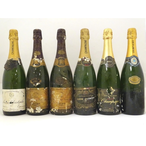 2176 - Six bottles of Champagne, including two Veuve Cliquot Ponsardin 1982 75cl, Maison Christophe and Lou... 