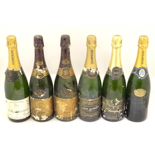 2176 - Six bottles of Champagne, including two Veuve Cliquot Ponsardin 1982 75cl, Maison Christophe and Lou... 