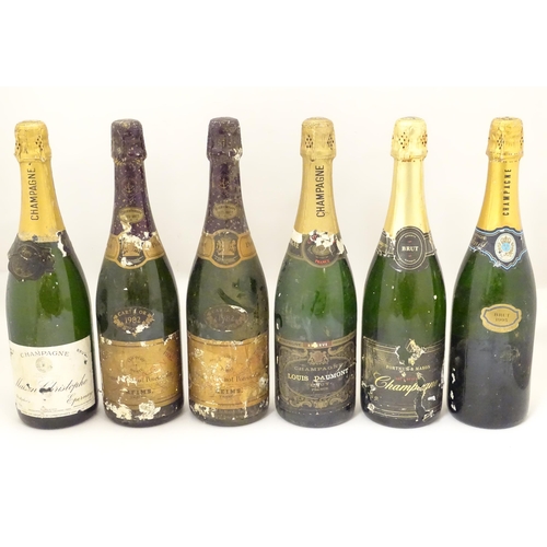 2176 - Six bottles of Champagne, including two Veuve Cliquot Ponsardin 1982 75cl, Maison Christophe and Lou... 