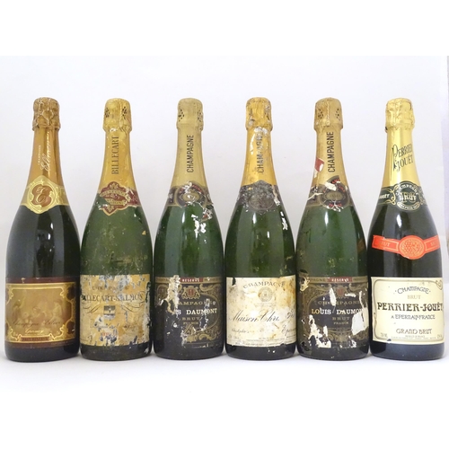 2177 - Six bottles of Champagne, to include Bilecart-Salmon 75cl, Ellner Epernay 75cl and Perrier-Jouet 75c... 