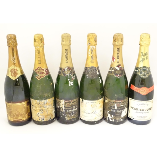 2177 - Six bottles of Champagne, to include Bilecart-Salmon 75cl, Ellner Epernay 75cl and Perrier-Jouet 75c... 