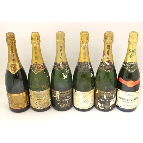 2177 - Six bottles of Champagne, to include Bilecart-Salmon 75cl, Ellner Epernay 75cl and Perrier-Jouet 75c... 