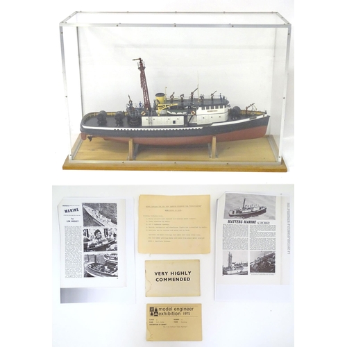 1326 - A hand built 1:48 scale ship model of the 1938 New York Harbour Fireboat 'Firefighter', with proport... 