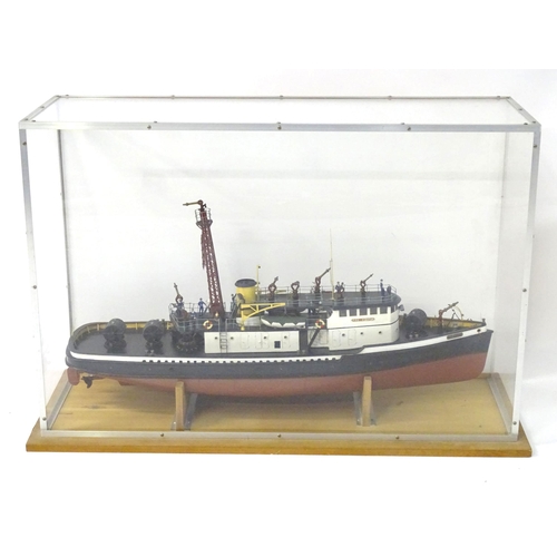 1326 - A hand built 1:48 scale ship model of the 1938 New York Harbour Fireboat 'Firefighter', with proport... 