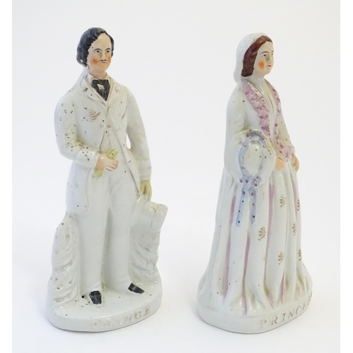 100 - A pair of Victorian Staffordshire pottery flat back figures depicting the Prince and Princess. Large... 